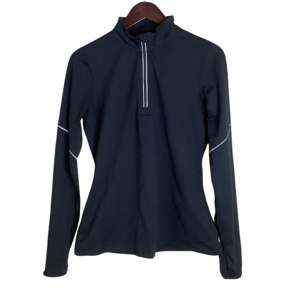 Fabletics Womens Black Quarter Zip Long Sleeve Athletic Top Size M